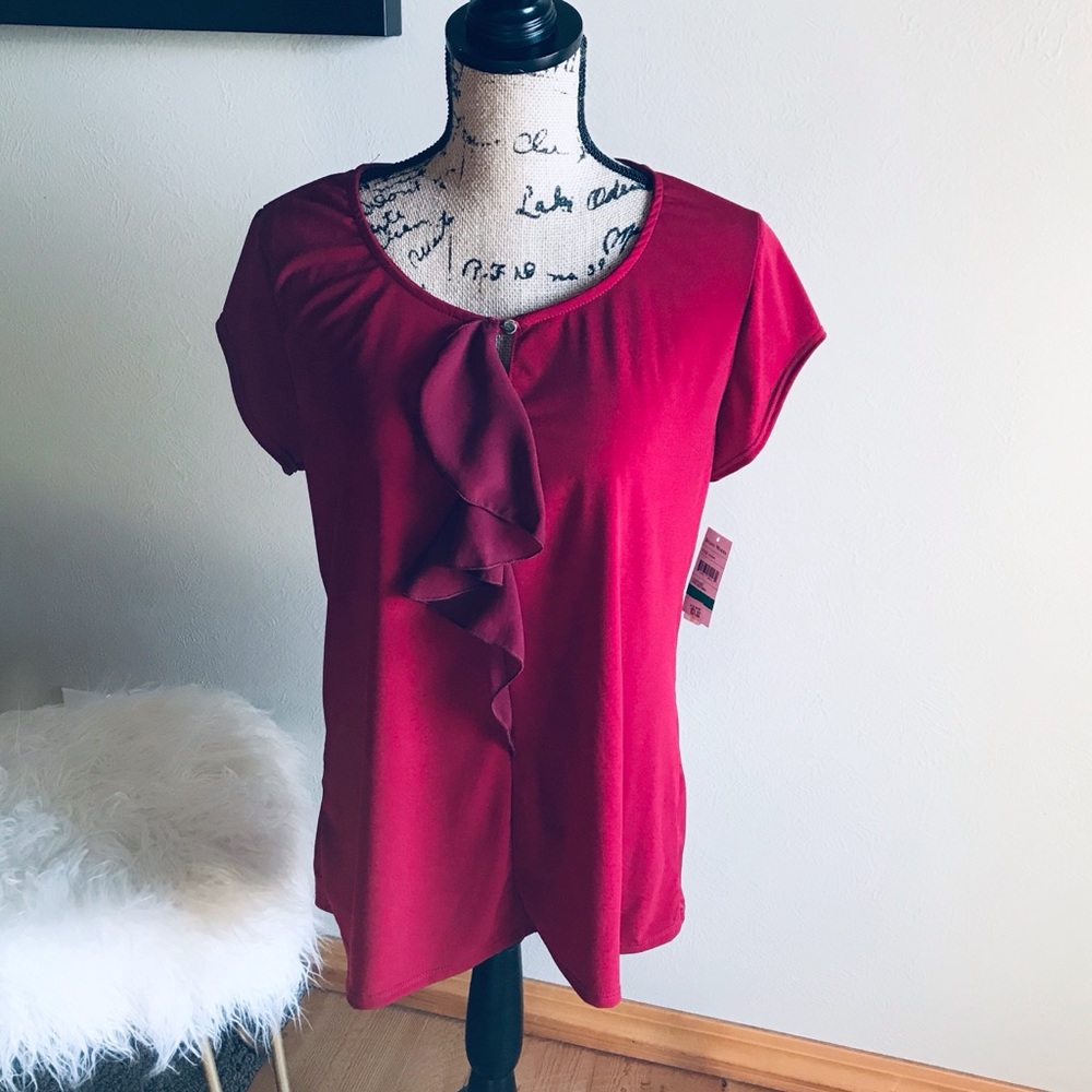Studio works red ruffle top